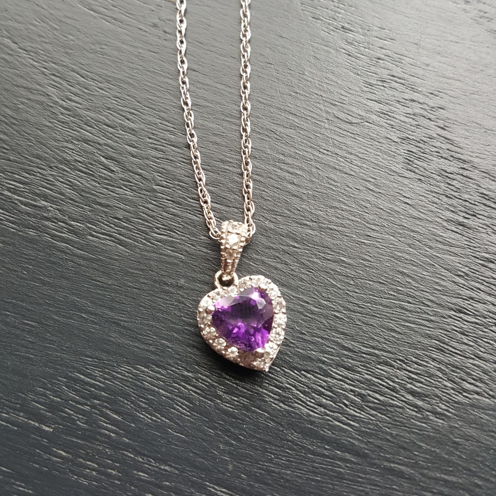 Purple heart diamond necklace